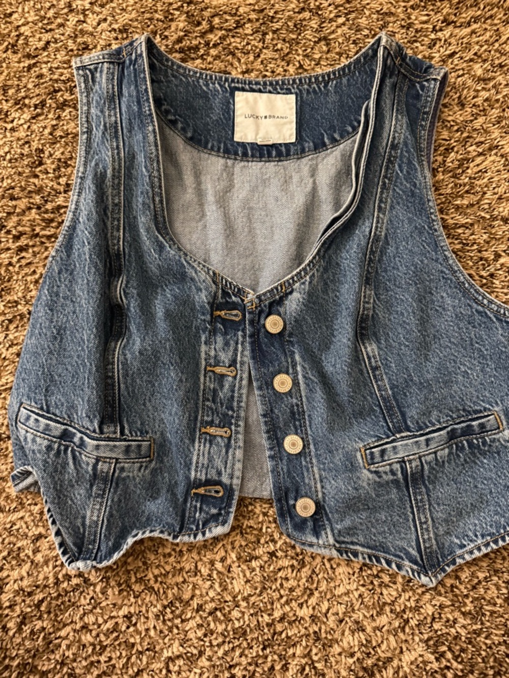 Lucky Brand Washed Blue Denim Vest